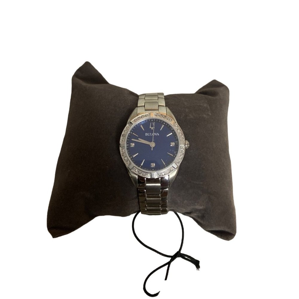 Bulova 96R243 (MSRP $595) Blue Mother-of-Pearl Dial Stainless Ladies Watch